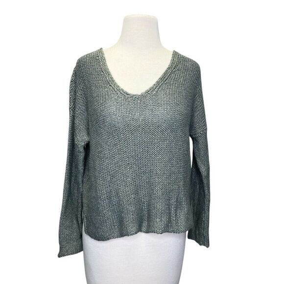 Peruvian Connection Chunky Sweater XS Small Pima Cotton Pullover Boxy Blue Green - Picture 1 of 9